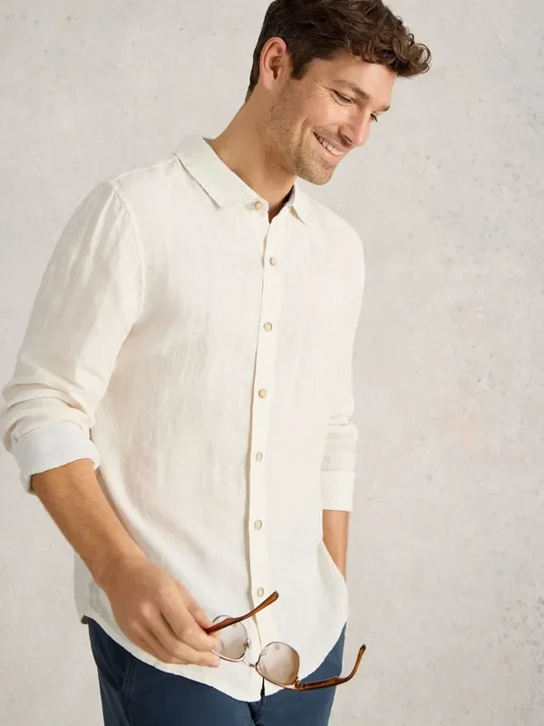 White Stuff White Keswick Long Sleeve 100% Linen Shirt