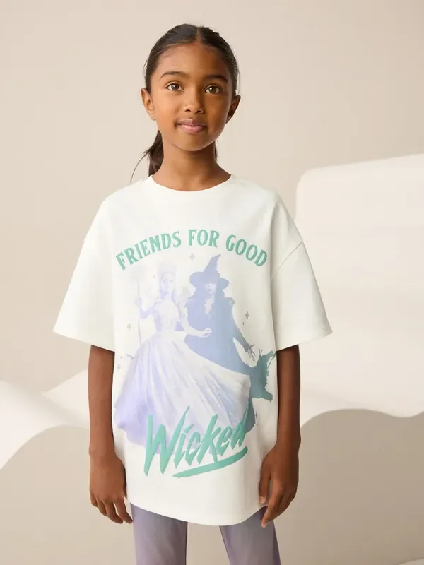 White Wicked Oversized Graphic Print T-Shirt (3-16yrs)