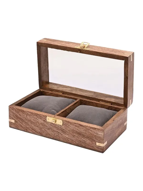Widdop Brown Harvey Makin Wooden Watch Duo Storage Box