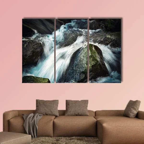 Wild River Between Stones Canvas Wall Art