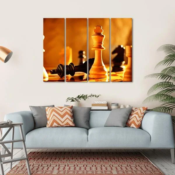 Winner And Loser In A Game Of Chess With Focus To The Two Kings Canvas Wall Art