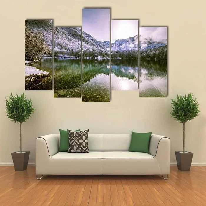 Winter Lake in the Italian Alps Canvas Wall Art