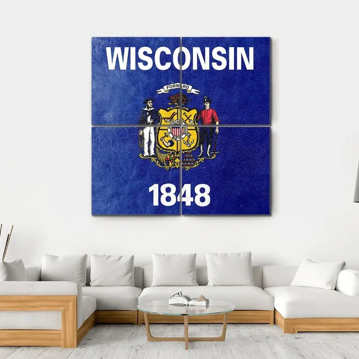 Wisconsin State Flag Canvas Wall Art