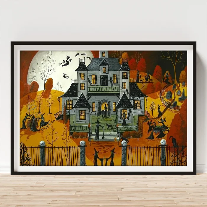 Witch School – a folkartmama original – folk art Art Print