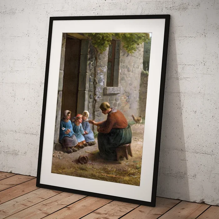 Woman feeding her Children Art Print
