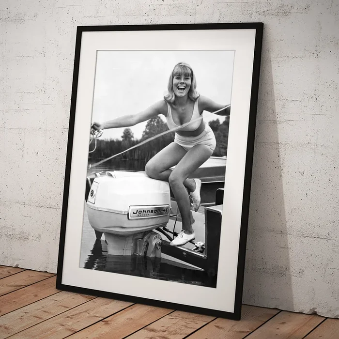 Woman Throwing A Boat Line Art Print