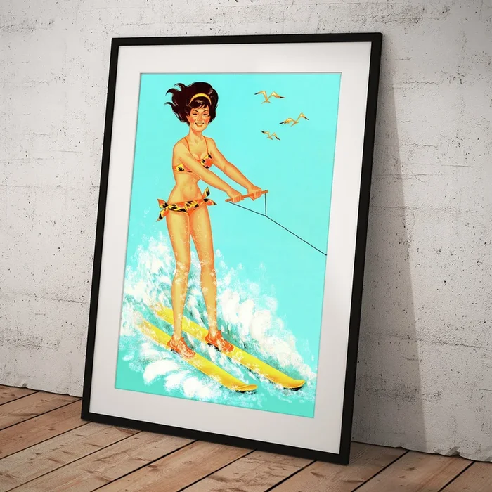 Woman Waterskiing Art Print