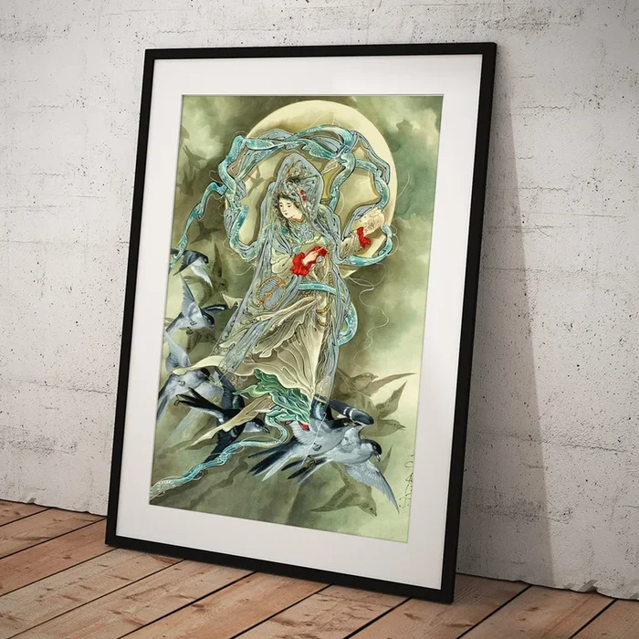 Woman with Birds Art Print