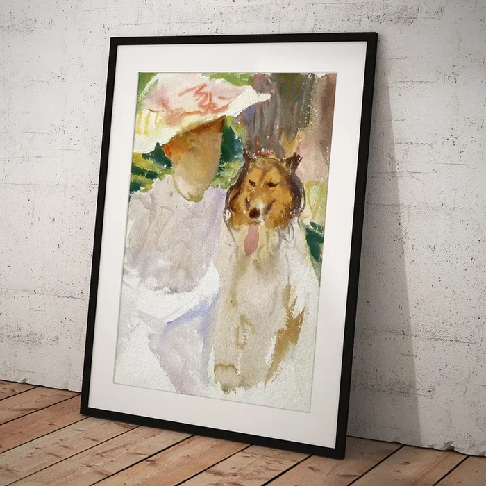 Woman with Collie, by 1925 Art Print