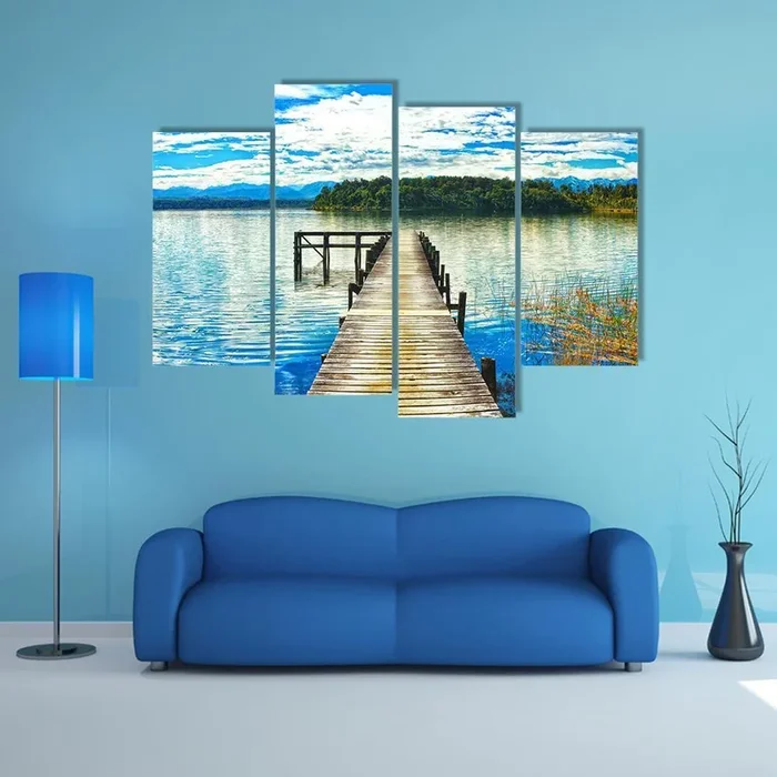 Wooden Dock at Lake Mahinapua Canvas Wall Art