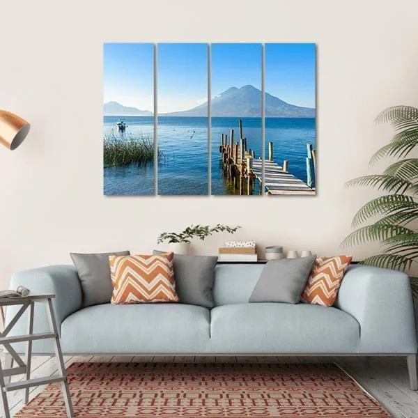 Wooden Pier At Lake Atitlan Canvas Wall Art
