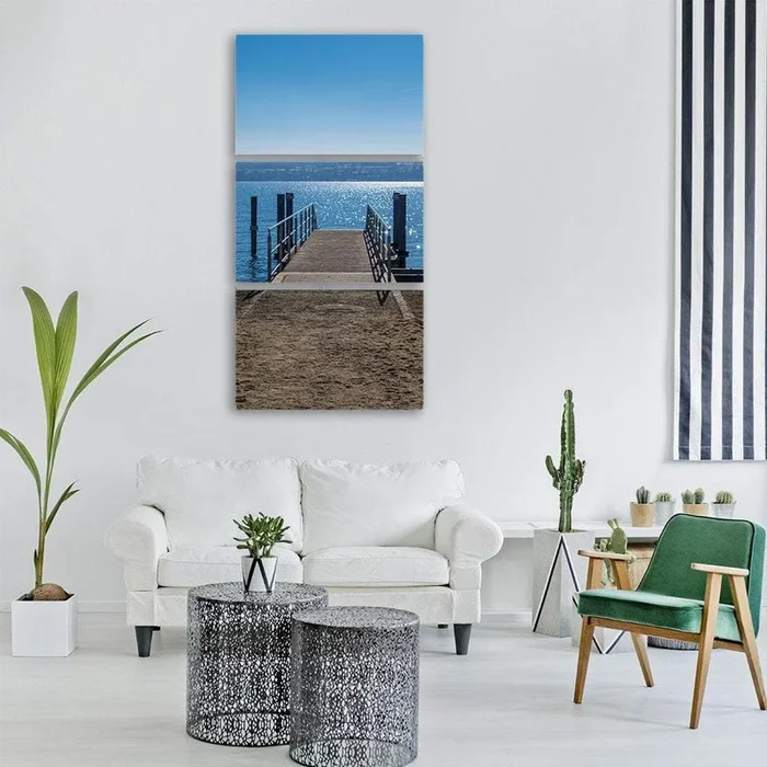 Wooden Pier at Lake Constance Vertical Canvas Wall Art