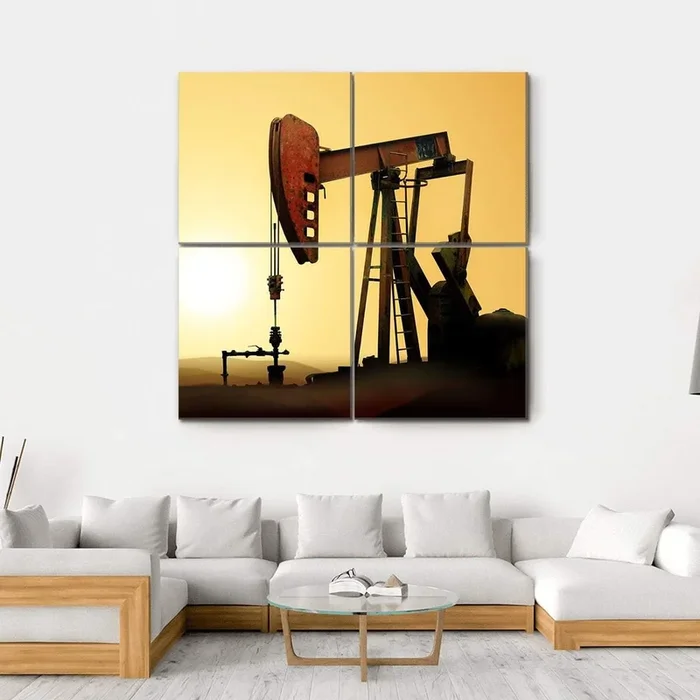 Working Oil Pump In Desert Canvas Wall Art