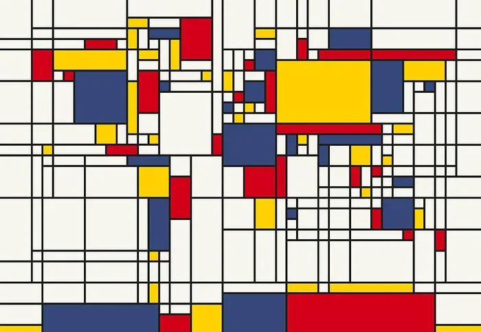 World Map Abstract Mondrian Style
