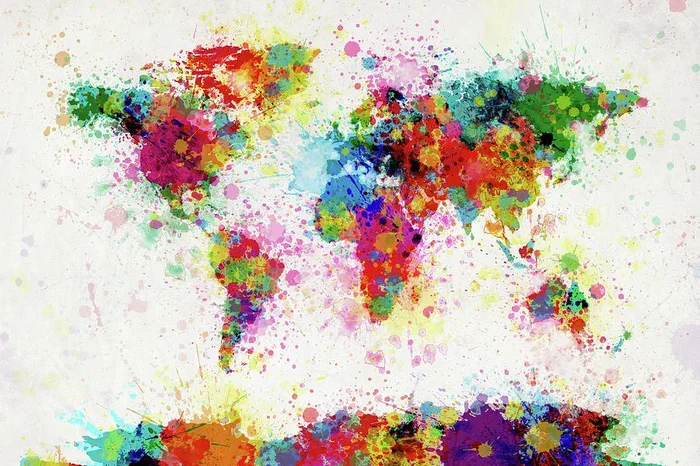World Map Paint Drop