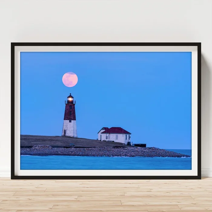Worm Moon Over Point Judith Art Print