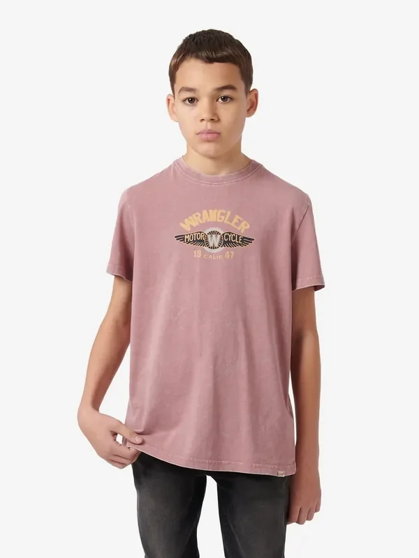 Wrangler Purple Boys Winged Moto 100% Cotton T-Shirt