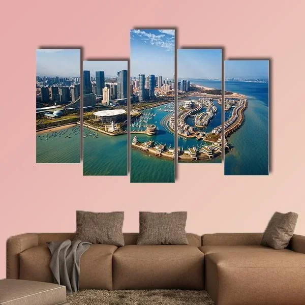 Xiamen Aerial Marina Skyline Canvas Wall Art