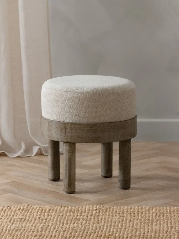 Yard Ecru Ebbett Wooden Footstool