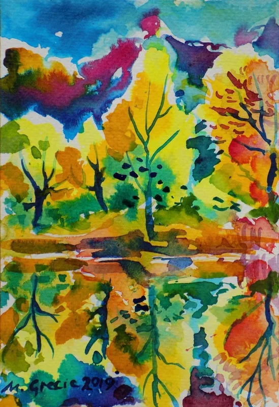 Yellow reflections (2019) Watercolour by Maja Grecic