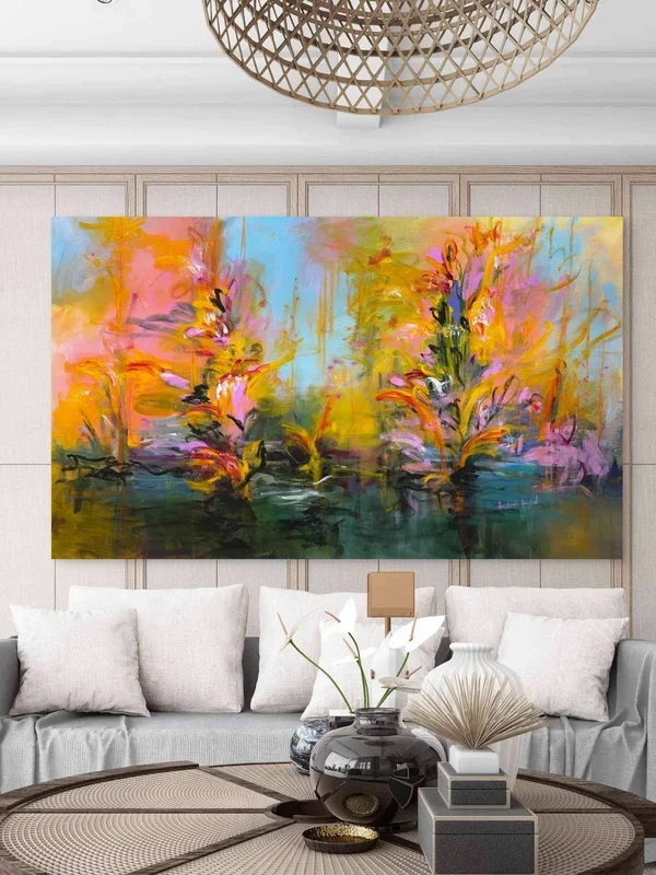 Yellow water irises (2025) Acrylic painting by Andrada Anghel