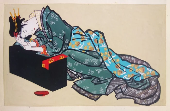 Young woman. The scene. (2010) Drawing by Liubov Palii