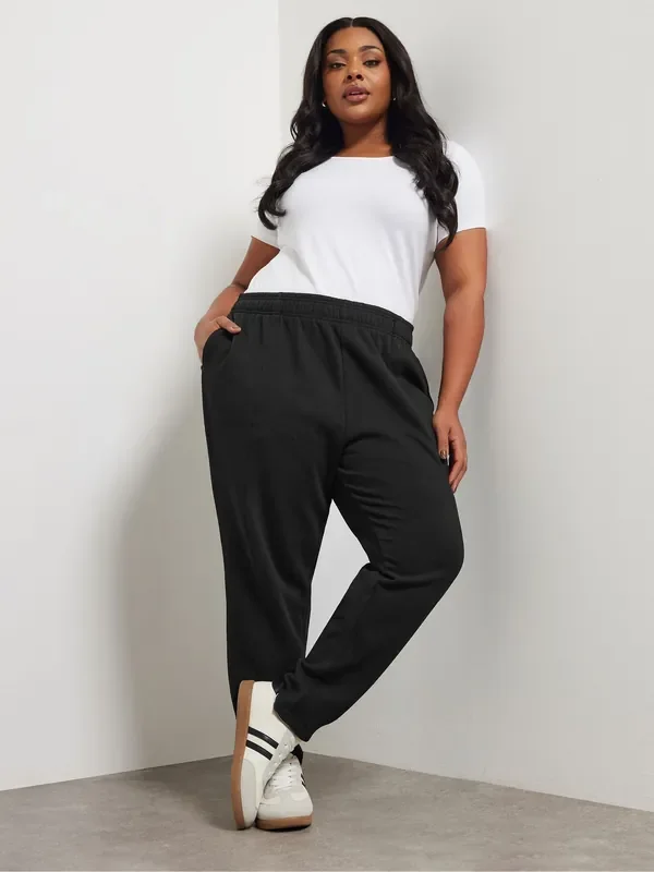 Yours Curve Black Carrot Leg Joggers
