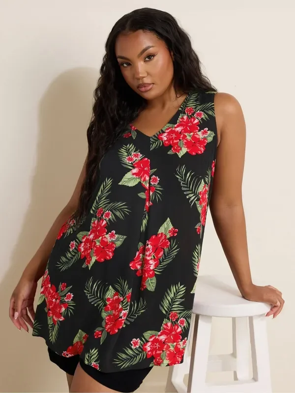 Yours Curve Black Pleat Front Vest