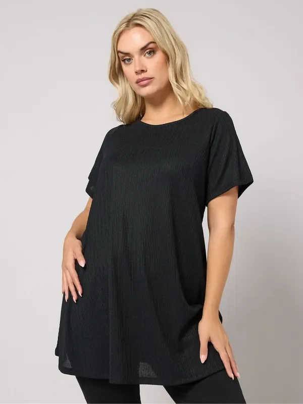 Yours Curve Black Soft Touch Ribbed Swing Top