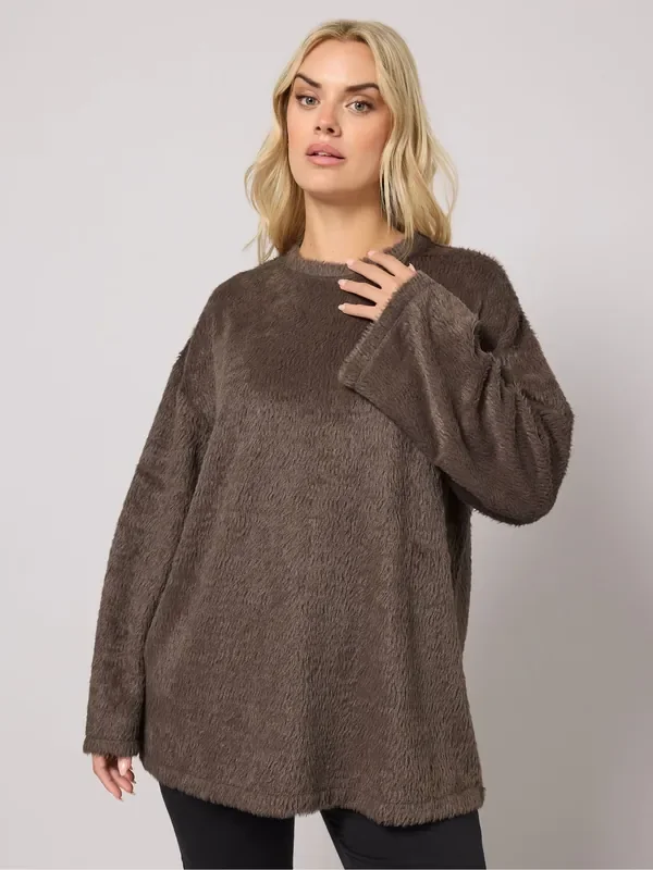 Yours Curve Brown Eyelash Jumper