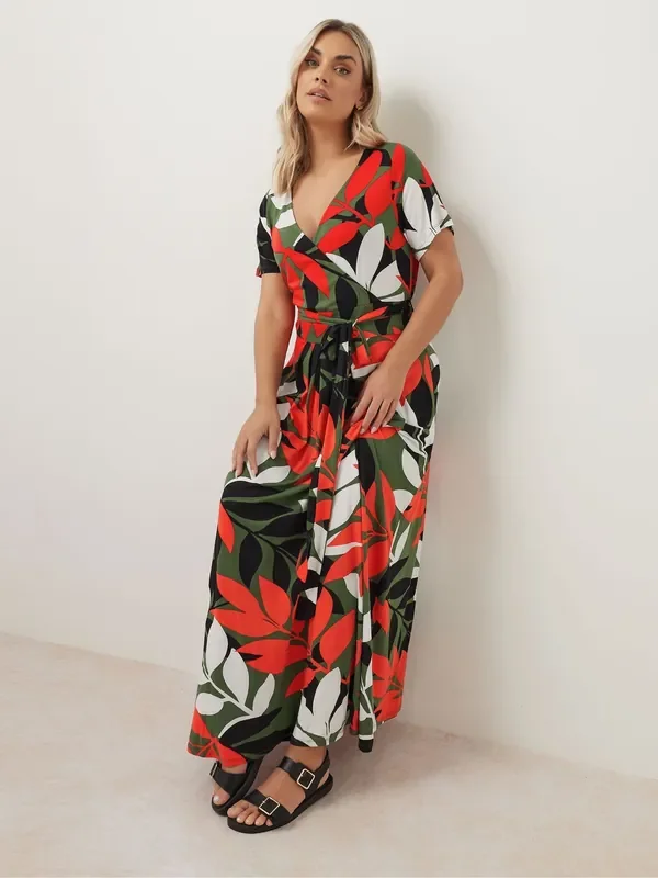 Yours Curve Charcoal Black Wrap Maxi Dress