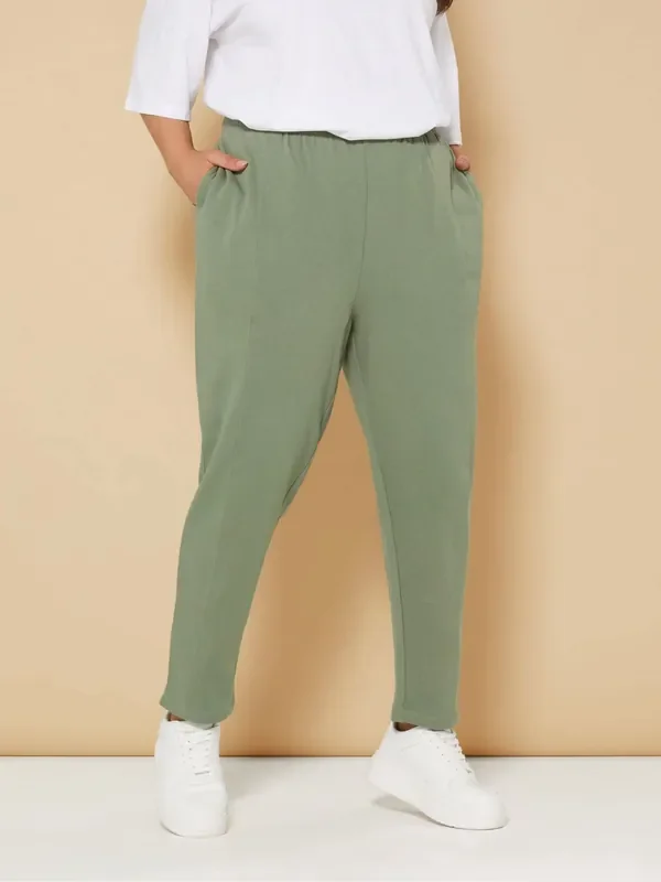 Yours Curve Green Carrot Leg Joggers