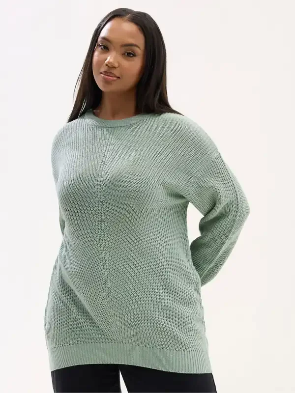 Yours Curve Green Essential Jumper