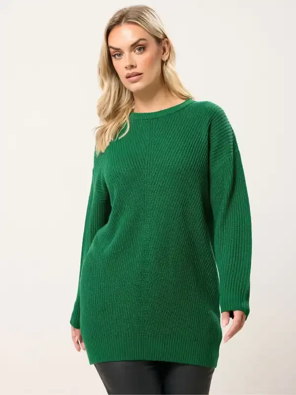 Yours Curve Green Essential Jumper