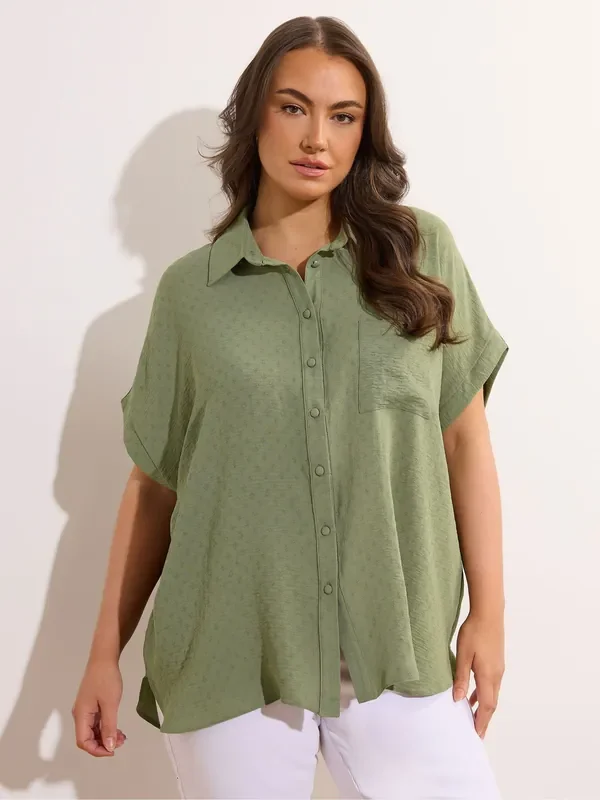 Yours Curve Green Grown On Sleeve Blouse