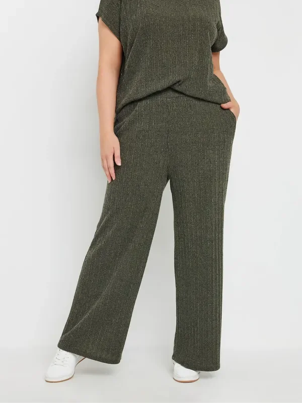 Yours Curve Green Knitted Co-ord Trousers