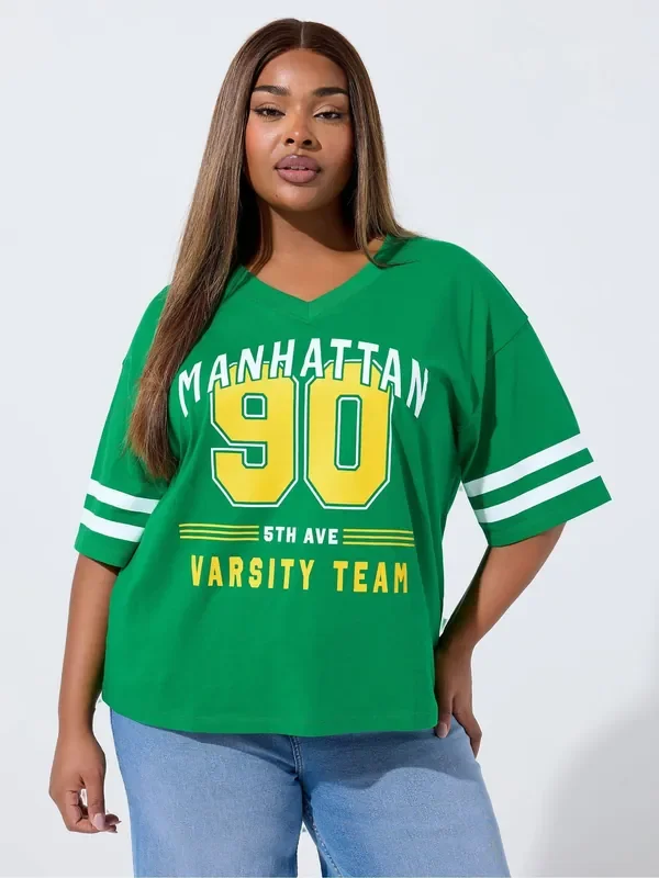 Yours Curve Green Limited Green V 90 Sport T-Shirt