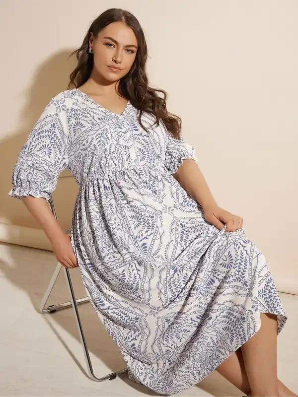 Yours Curve Natural Raglan Prairie Dress