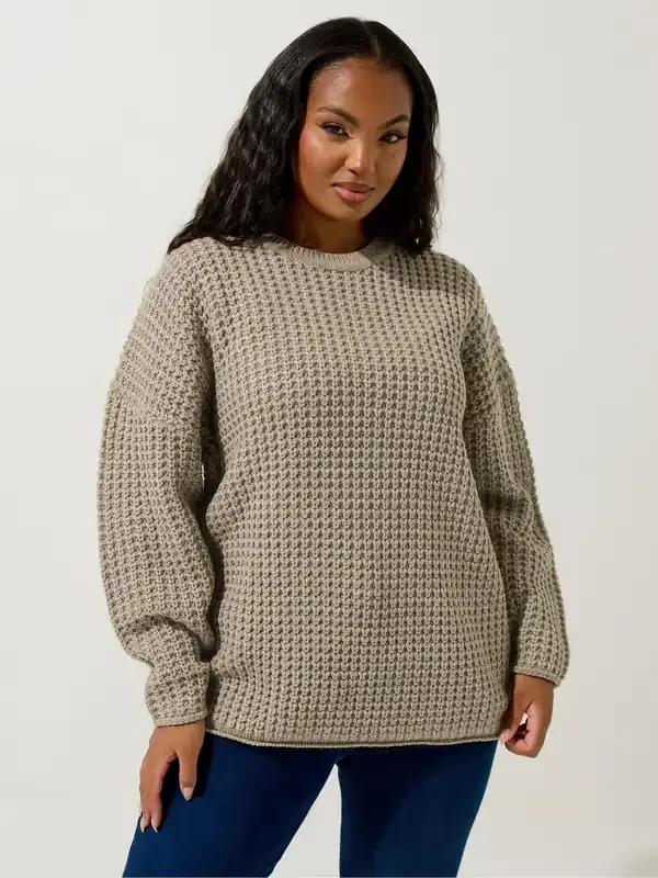 Yours Curve Natural Waffle Jumper
