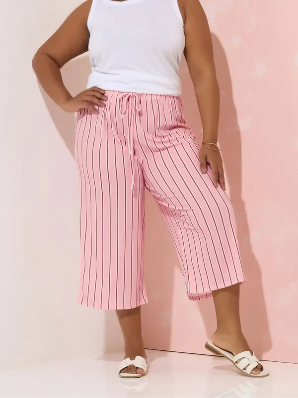 Yours Curve Pink Stripe Culottes