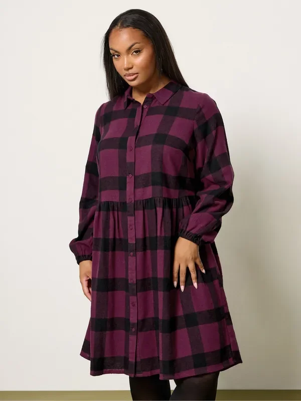 Yours Curve Red Check Shirt Dress
