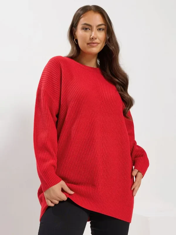 Yours Curve Red Essential Jumper