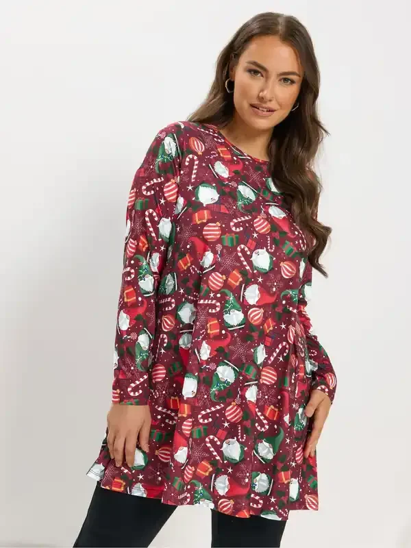 Yours Curve Red Novelty Swing Tunic