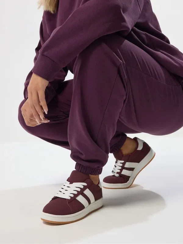 Yours Curve Red Wide Fit Wide Fit Padded Skate Trainers