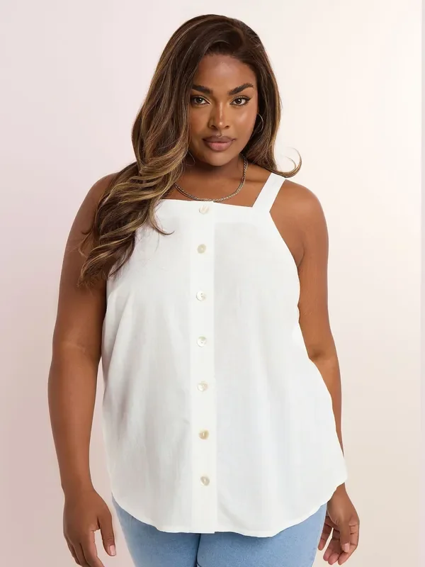 Yours Curve White Sleeveless T-Shirt