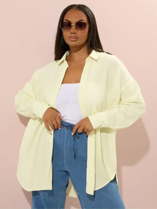 Yours Curve Yellow Linen Shirt