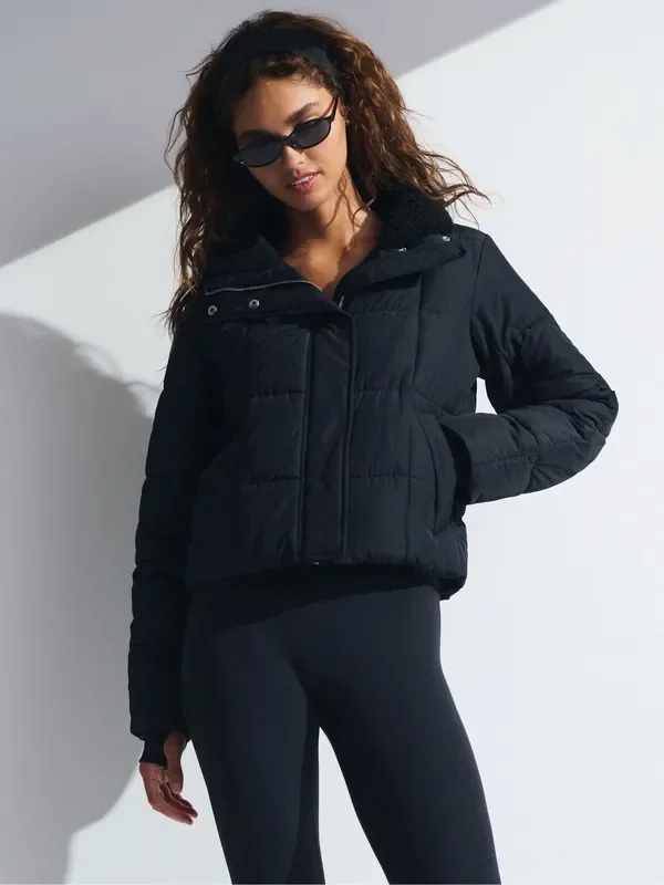 YPB Abercrombie & Fitch Black Mini Puffer Jacket