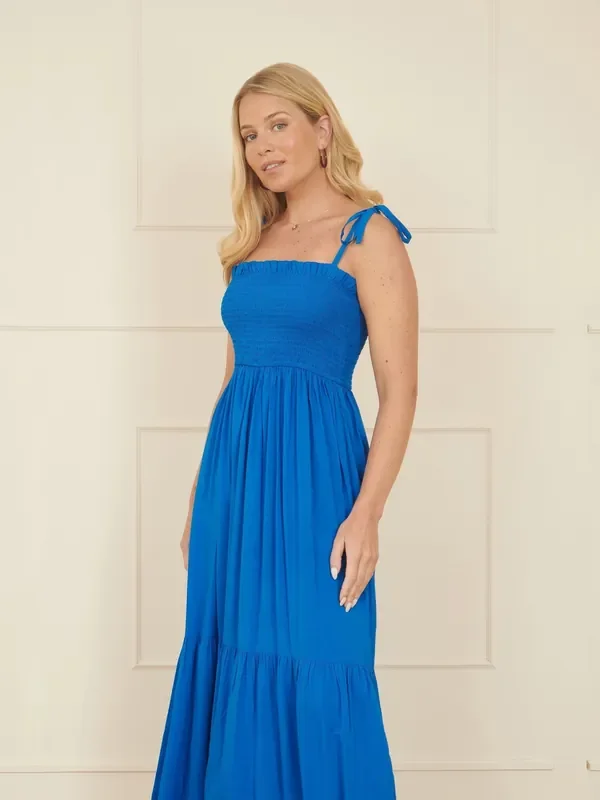 Yumi Blue Midi Sun Dress