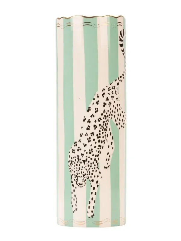 Yvonne Ellen Green Leopard Print Tall Vase
