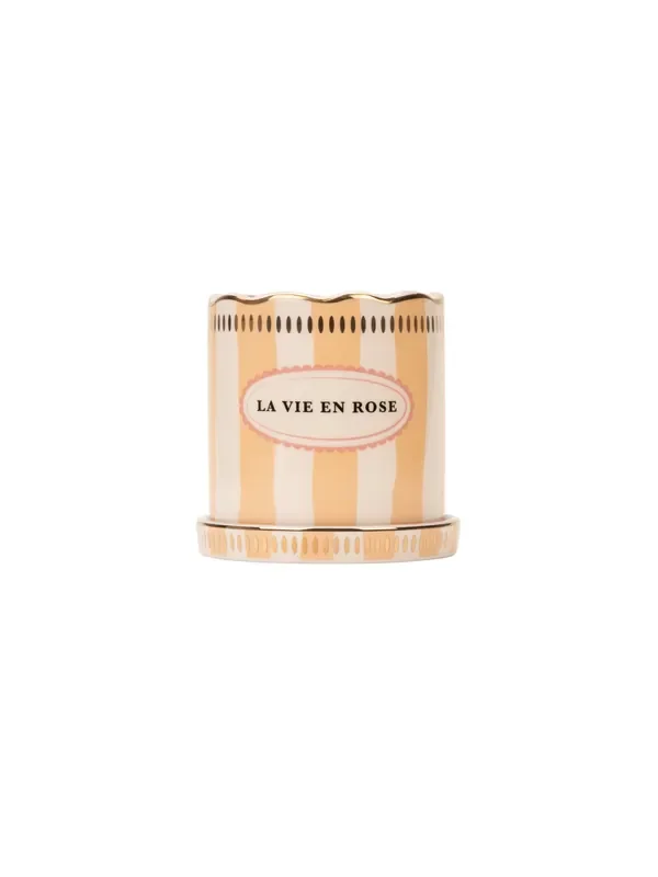 Yvonne Ellen Orange Planter With Saucer Stripe